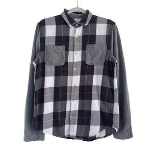 Tucker + Tate Gray Plaid Shacket Style Button Down Knit Sleeves Kids XXL 18/20